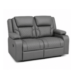 Orlando Electric Recliner Sofa Set grey 3+2 with blue led lights in real leather - Image 5