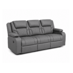 Orlando Electric Recliner Sofa Set grey 3+2 with blue led lights in real leather - Image 4