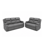 Orlando Electric Recliner Sofa Set grey 3+2 with blue led lights in real leather - Image 2