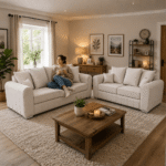 Lilly sofa cream plush velvet 3 & 2 - Image 2