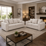 Lilly sofa cream plush velvet 3 & 2 - Image 3