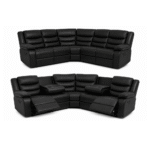 Roma Black Leather 5 Seater Corner Recliner Sofa – Luxury Corner Suite UK