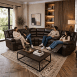 Roma Brown Leather 5 Seater Corner Recliner Sofa – Luxury Corner Suite UK - Image 3