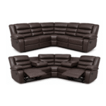 Roma Brown Leather 5 Seater Corner Recliner Sofa – Luxury Corner Suite UK