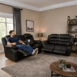 Roma Recliner Black 3+2 Seater Sofa Set | Luxury Leather Reclining Sofa UK - Image 3