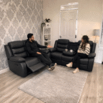 Roma Recliner Black 3+2 Seater Sofa Set | Luxury Leather Reclining Sofa UK - Image 5