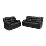 Roma Recliner Black 3+2 Seater Sofa Set | Luxury Leather Reclining Sofa UK