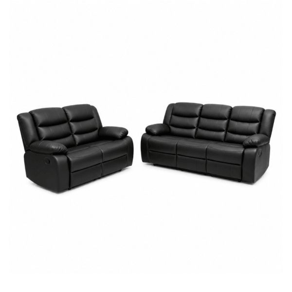 Roma Recliner Black 3+2 Seater Sofa Set | Luxury Leather Reclining Sofa UK