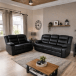 Roma Recliner Black 3+2 Seater Sofa Set | Luxury Leather Reclining Sofa UK - Image 2