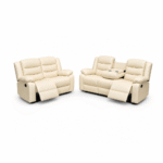 Roma Recliner Sofa Cream Leather 3 & 2