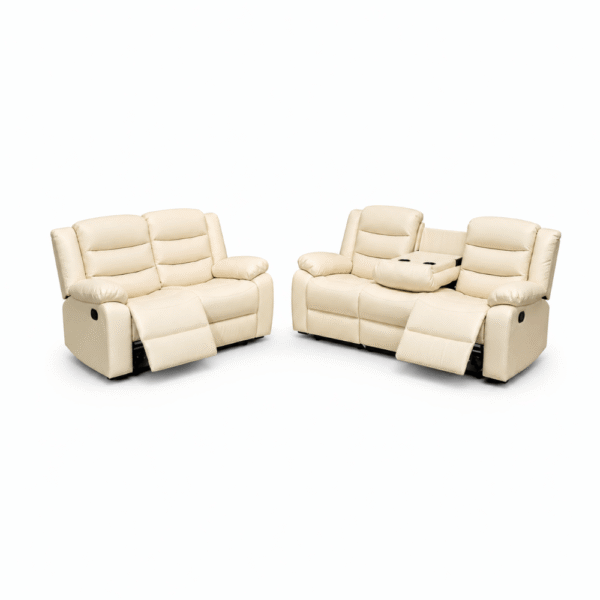 Roma Recliner Sofa Cream Leather 3 & 2