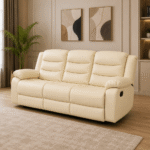 Roma Recliner Sofa Cream Leather 3 & 2 - Image 6
