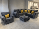 Plush velvet sofa Grey Full Set Corner Sofa with Arm Chair & Upgraded Footstool - Image 2